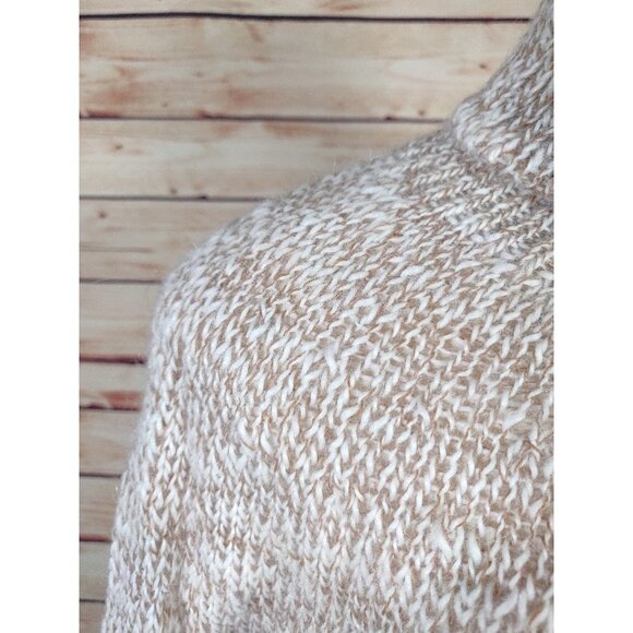 Loose Weave Marled Oatmeal 100% Alpaca Turtleneck Sweater - Picture 5 of 8